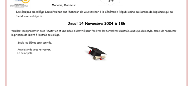 Cérémonie Républicaine de Remise de Diplômes